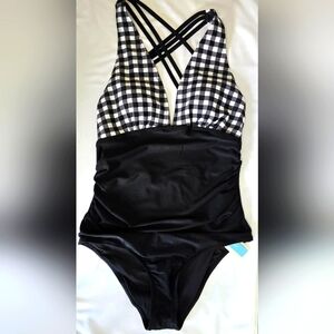 NWT -CupShe Gingham Ruched One Piece Swimsuit- SAME DAY SHIP ORDER BY 4PM PST